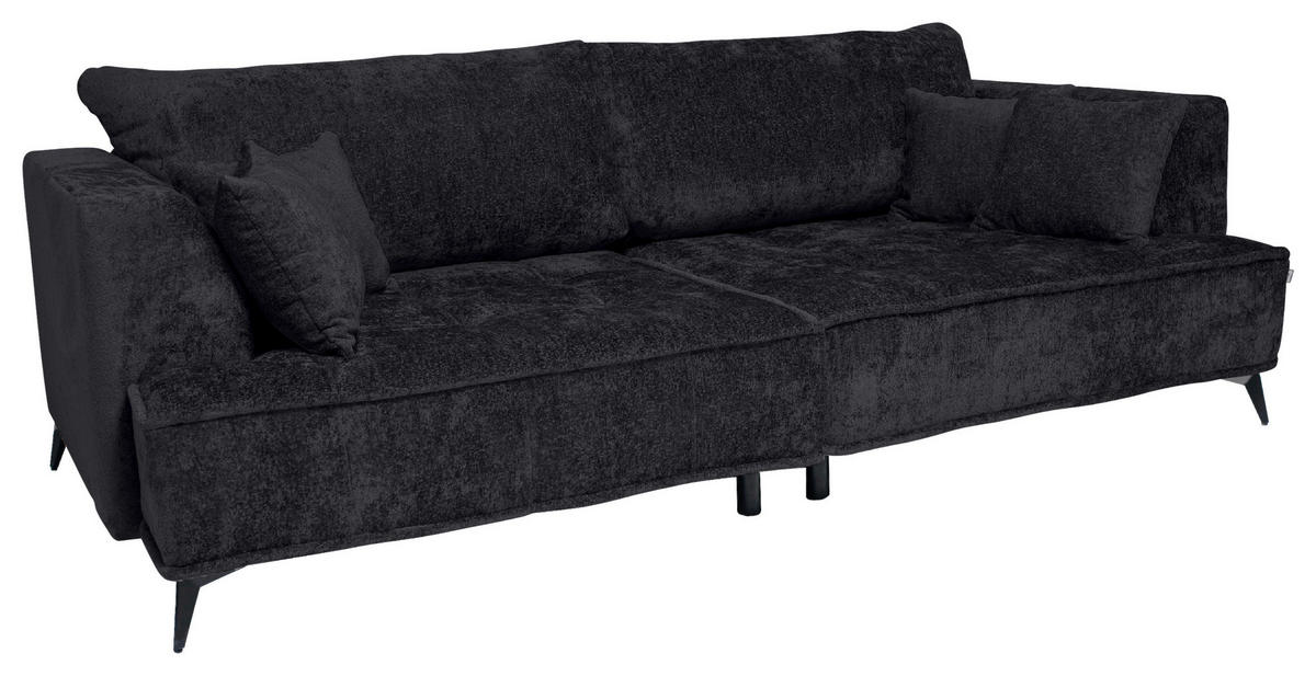 BIGSOFA Chenille Anthrazit  - Anthrazit/Schwarz, Design, Textil/Metall (250/90/120cm) - home24
