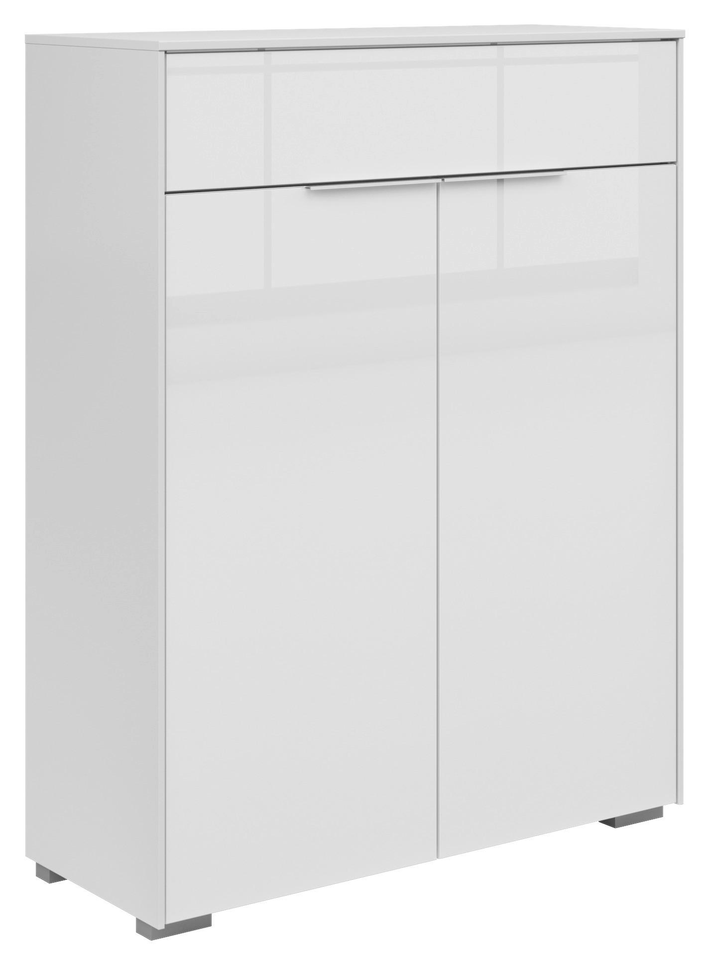 KOMMODE 81/110/37 cm  in Weiß  - Silberfarben/Weiß, KONVENTIONELL, Glas/Holzwerkstoff (81/110/37cm) - Voleo