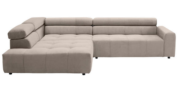 ECKSOFA Sandfarben Feincord  - Sandfarben/Schwarz, KONVENTIONELL, Kunststoff/Textil (219/311cm) - Hom`in