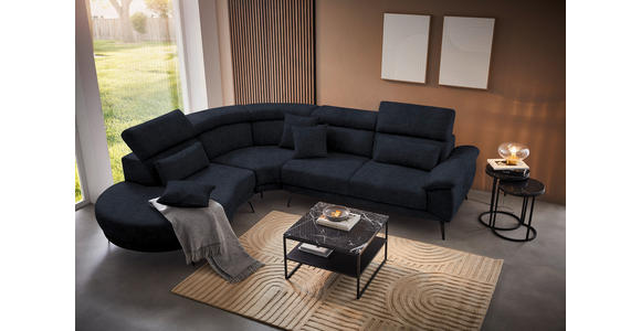 ECKSOFA in Samt Dunkelgrau  - Dunkelgrau/Schwarz, Design, Textil/Metall (264/299cm) - Novel