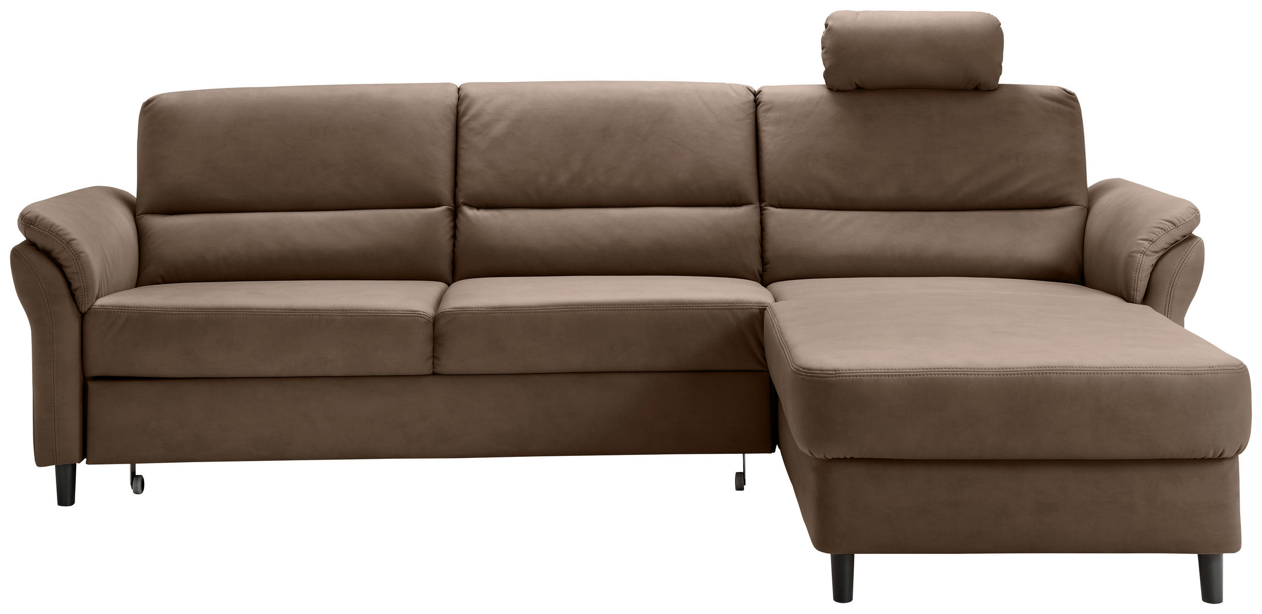 ECKSOFA in Lederlook Braun - Schwarz/Braun, Modern, Holz/Textil (279/176cm) - Livetastic