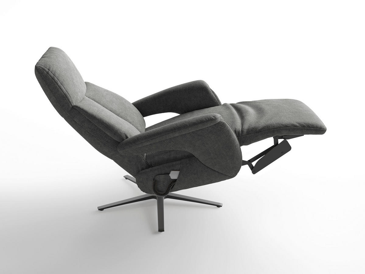RELAXSESSEL Textil Dunkelgrau  - Dunkelgrau/Schwarz, Basics, Textil/Metall (75/110/85cm) - Sit & More