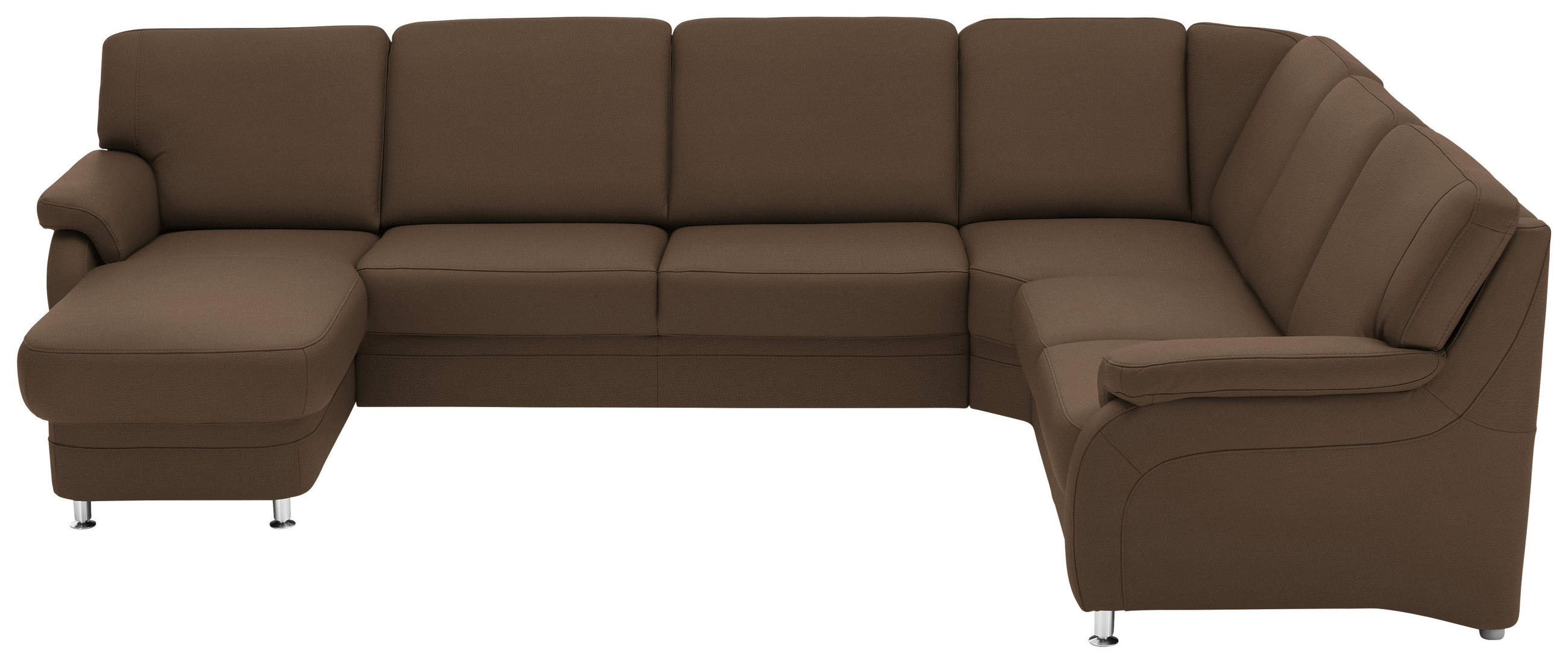 WOHNLANDSCHAFT Echtleder Braun  - Alufarben/Braun, Konventionell, Leder/Metall (165/329/239cm) - Beldomo Premium