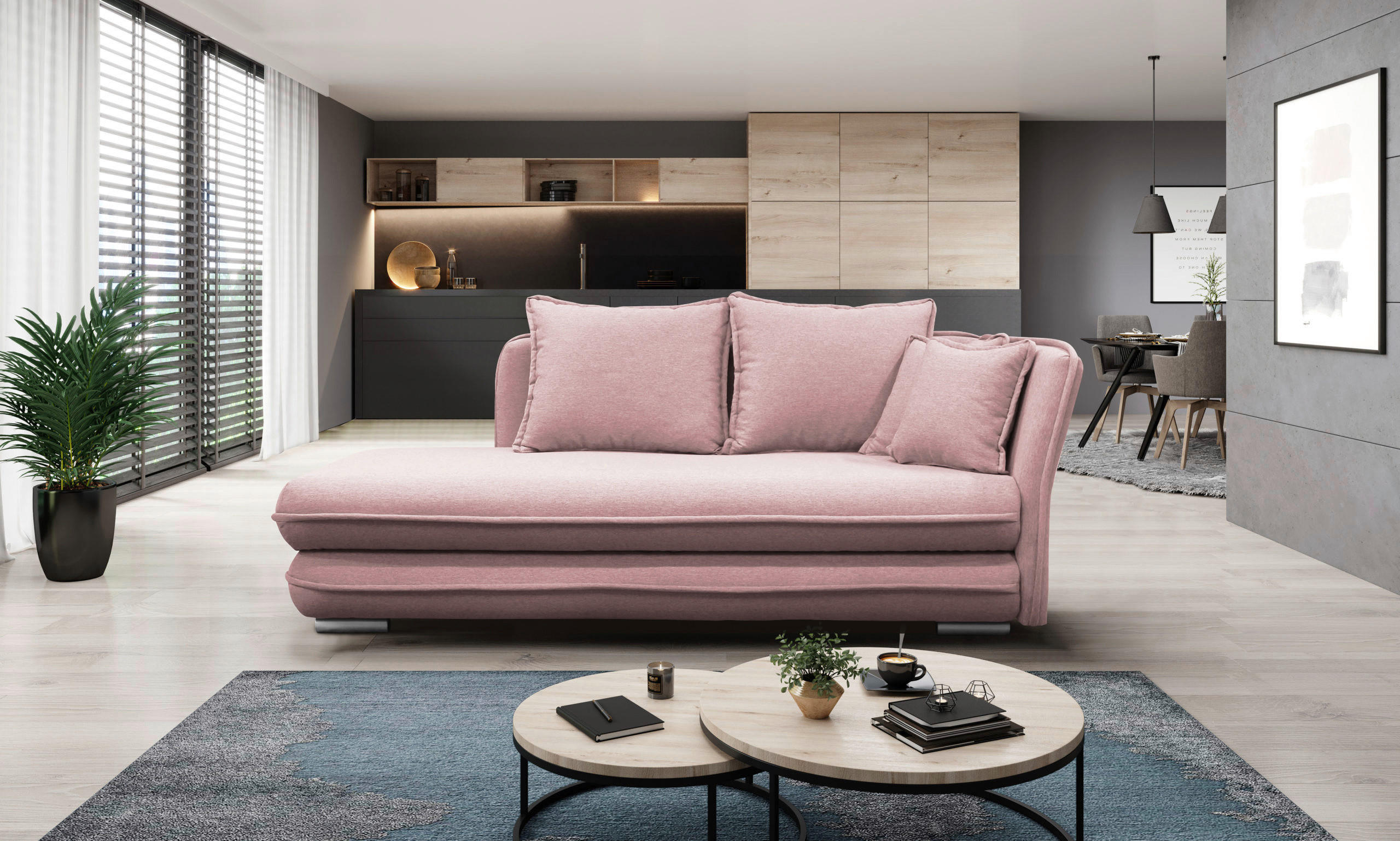 LIEGE Flachgewebe Rosa  - Silberfarben/Rosa, Design, Kunststoff/Textil (224/84/99/107cm) - MID.YOU
