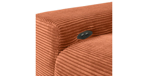 ECKSOFA Rostfarben Cord  - Rostfarben/Schwarz, KONVENTIONELL, Textil/Metall (295/165cm) - Carryhome