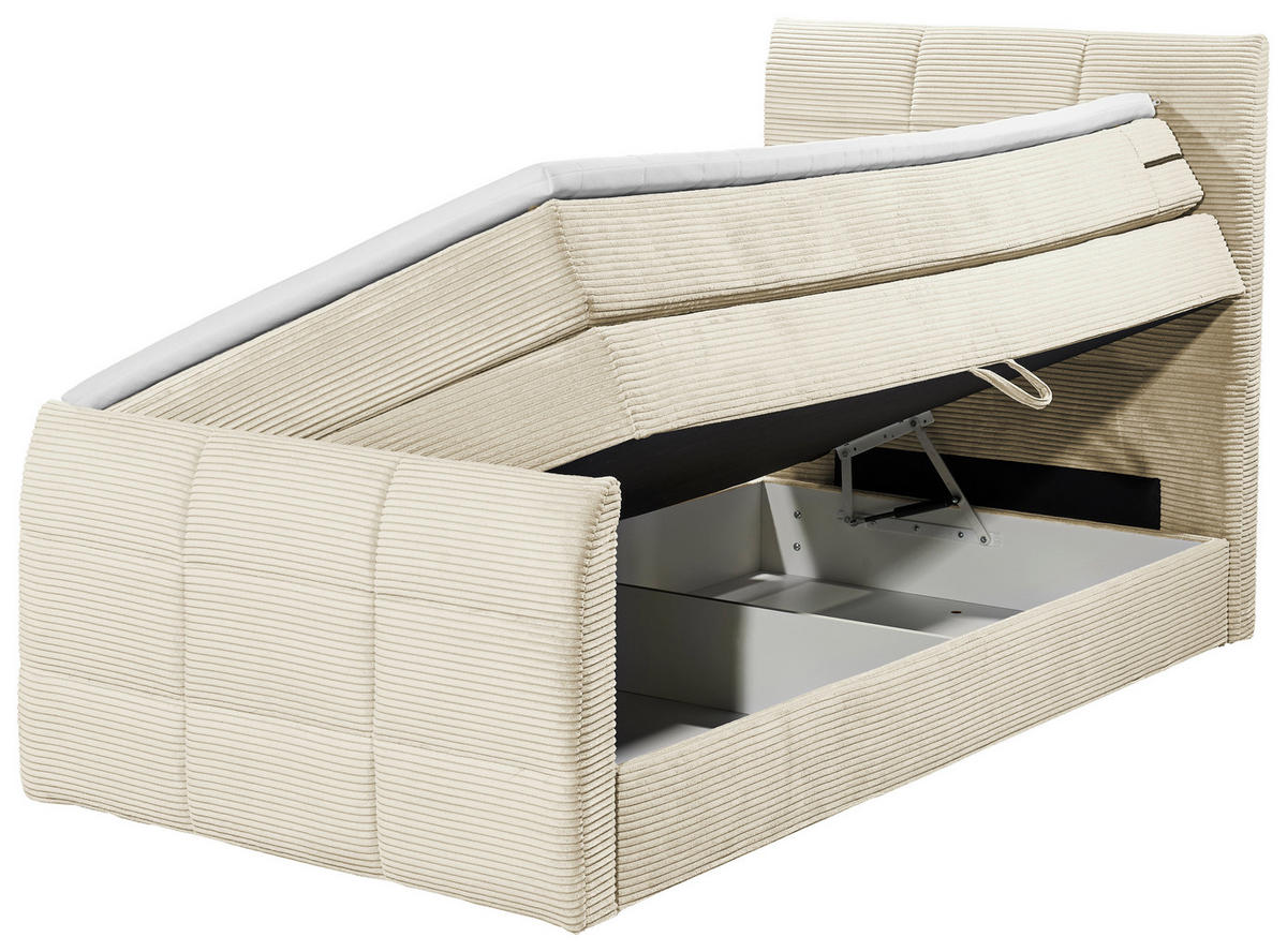 BOXSPRINGBETT 100/200 cm  in Creme  - Creme/Schwarz, Modern, Holzwerkstoff/Kunststoff (100/200cm) - MID.YOU