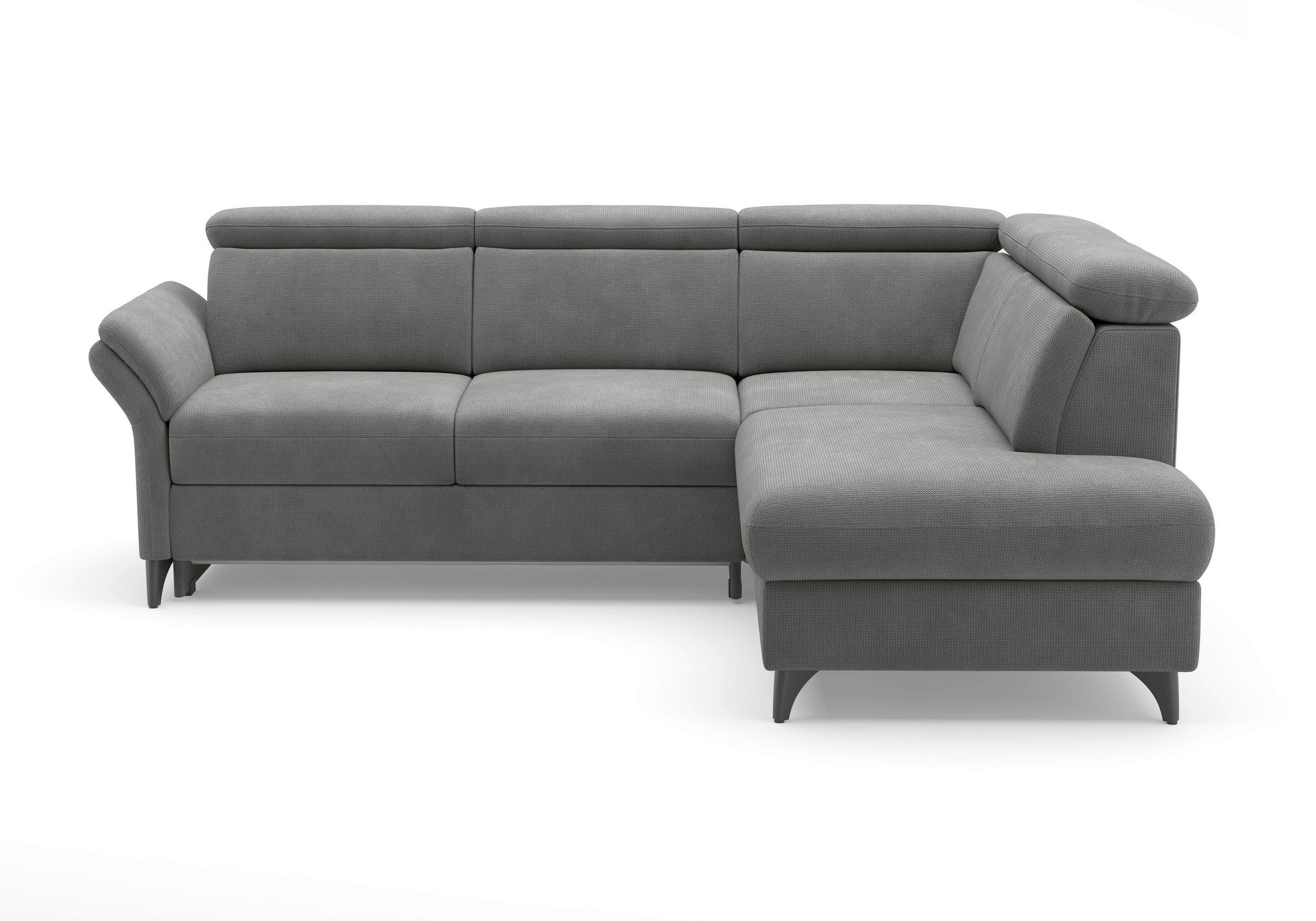 ECKSOFA Flachgewebe Grau - Schwarz/Grau, Konventionell, Textil/Metall (247/193cm) - Sit & More