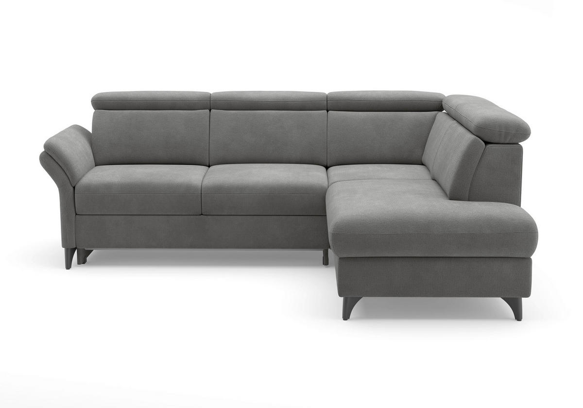 ECKSOFA Flachgewebe Grau  - Schwarz/Grau, Konventionell, Textil/Metall (247/193cm) - Sit & More