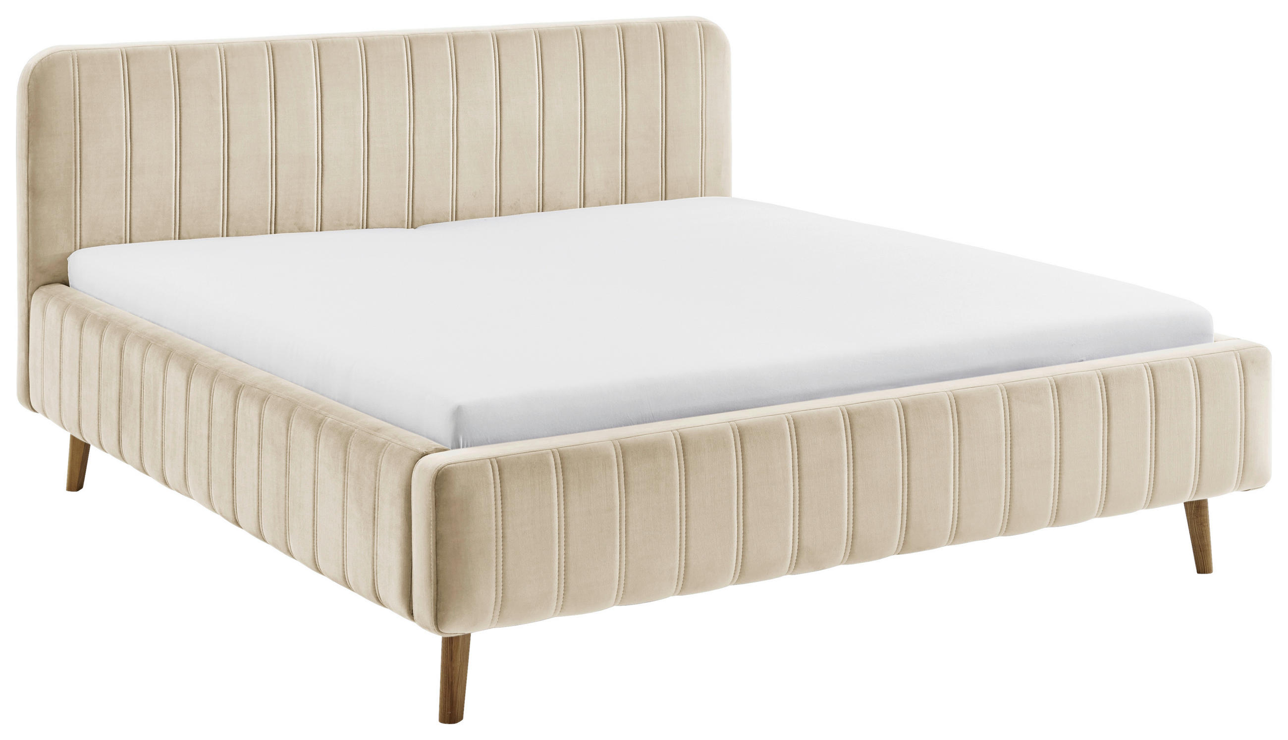 POLSTERBETT 140/200 cm,  in Beige,  - Eichefarben/Beige, MODERN, Holz/Textil (140/200cm) - Xora