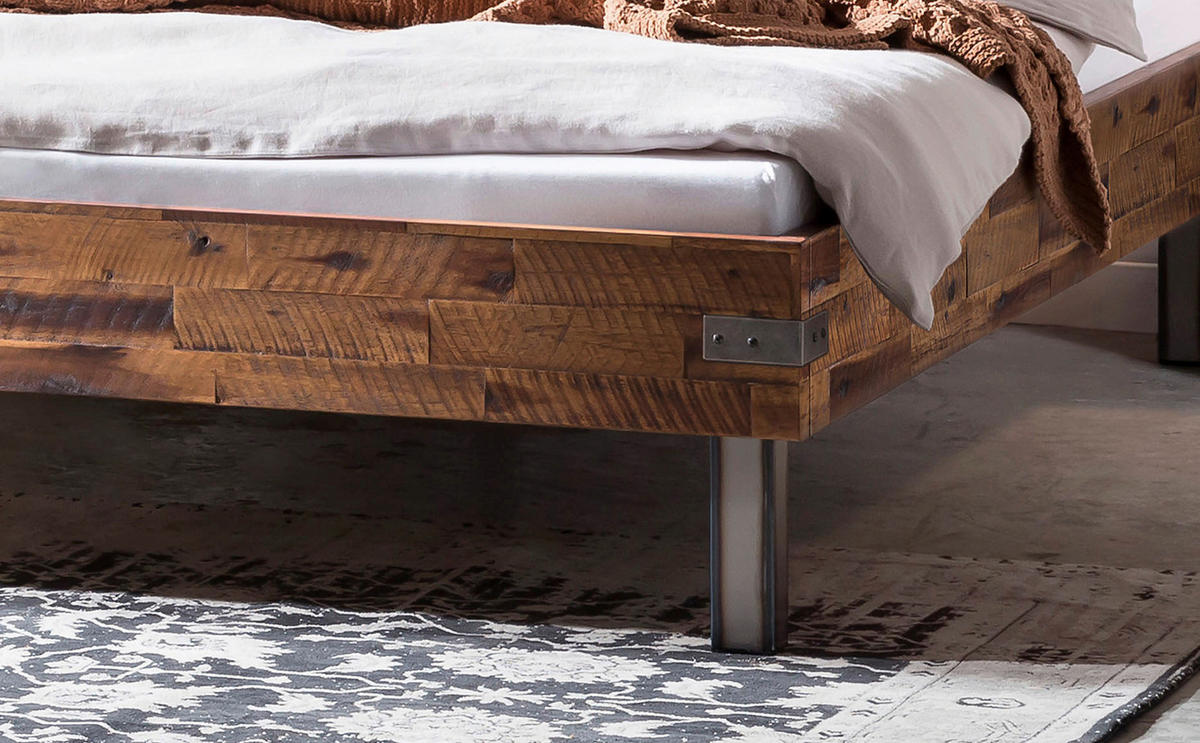 BETT 140/200 cm  in Braun, Akaziefarben  - Braun/Akaziefarben, MODERN, Holz/Metall (140/200cm) - Hasena