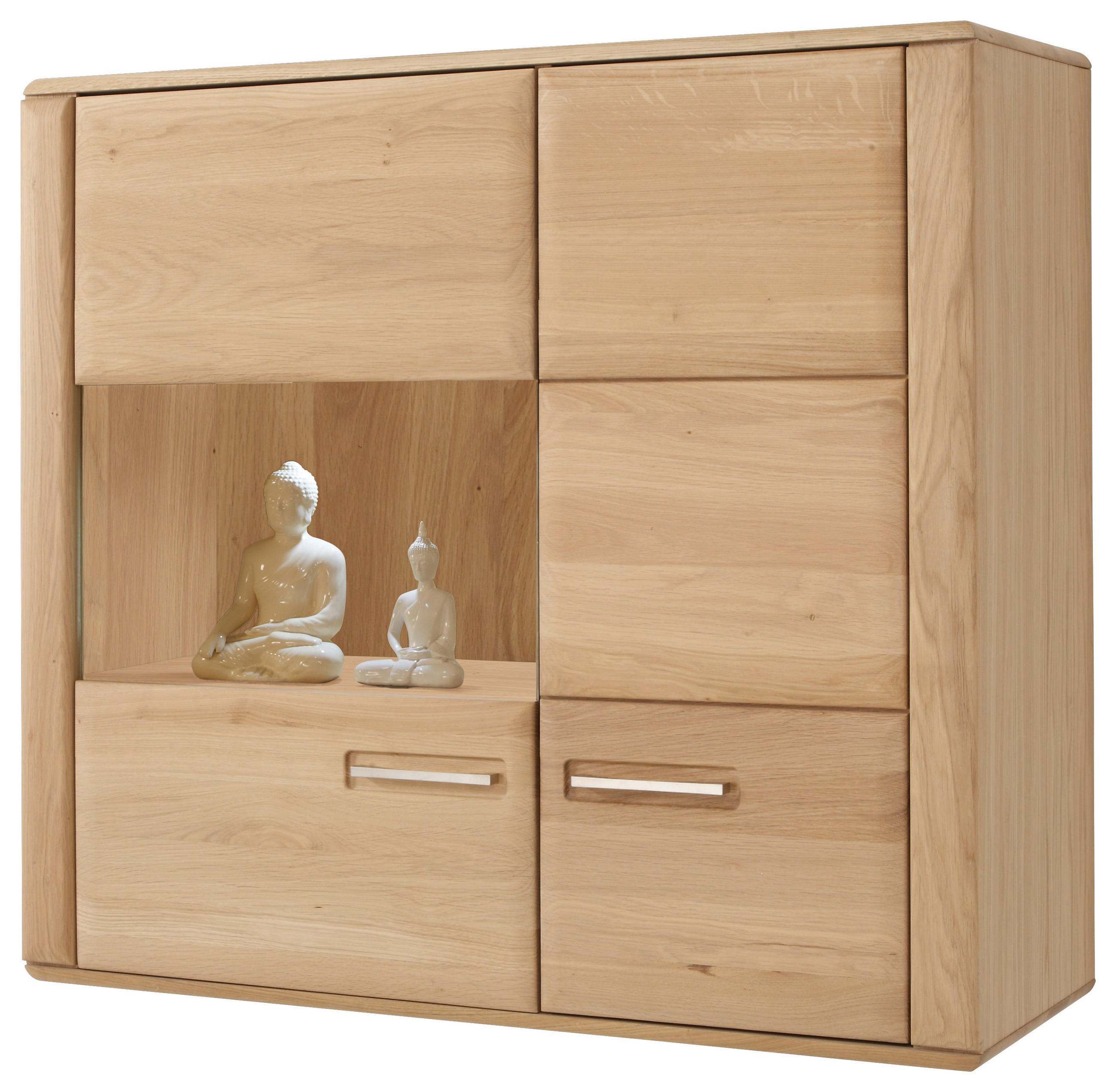 HÄNGEVITRINE in furniert, teilmassiv Eiche Eichefarben  - Eichefarben/Silberfarben, Design, Glas/Holz (107/98/38cm) - Livetastic