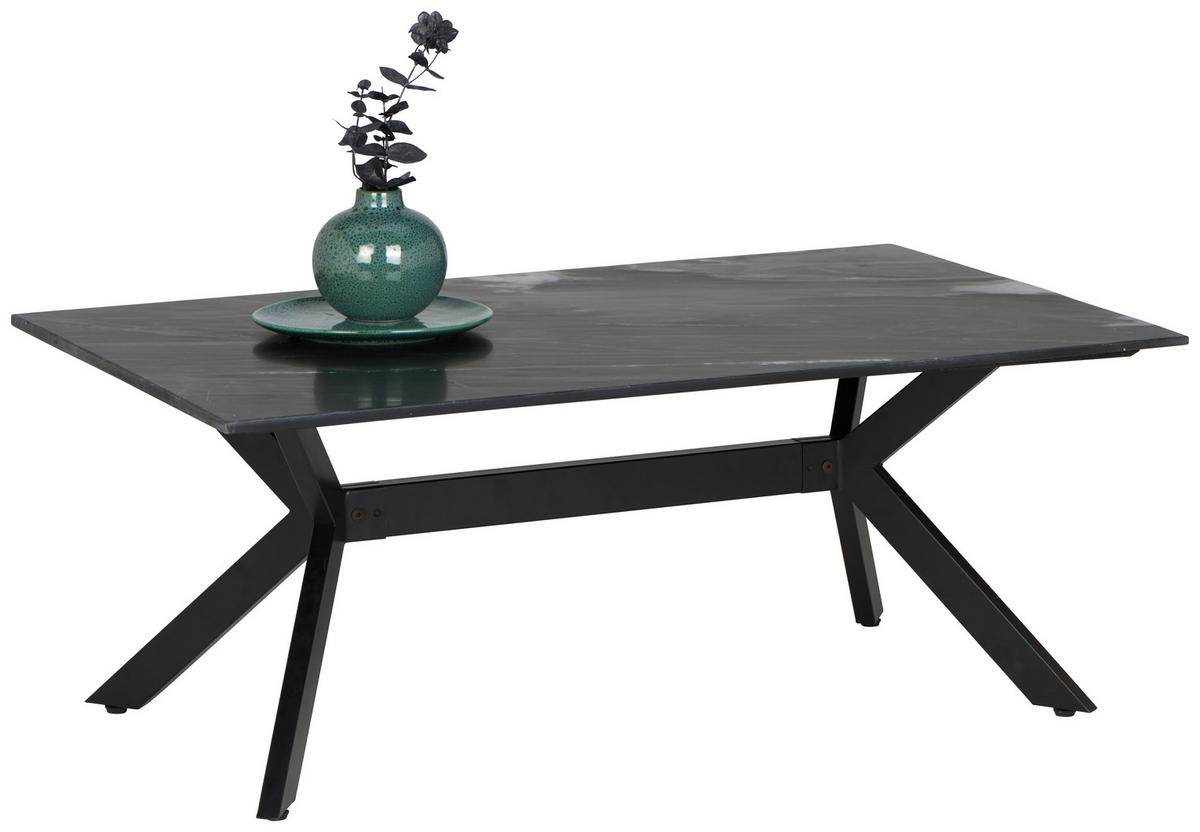 COUCHTISCH in Metall, Stein 115/70/45 cm  - Schwarz/Weiß, Design, Stein/Metall (115/70/45cm) - Novel