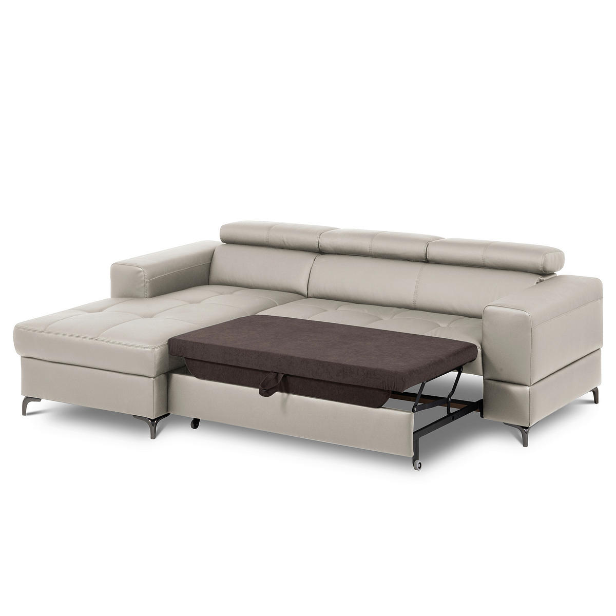 ECKSOFA  in Lederlook Echtleder Platinfarben  173/247 cm  - Platinfarben/Schwarz, Design, Leder/Textil (173/247cm) - Livetastic