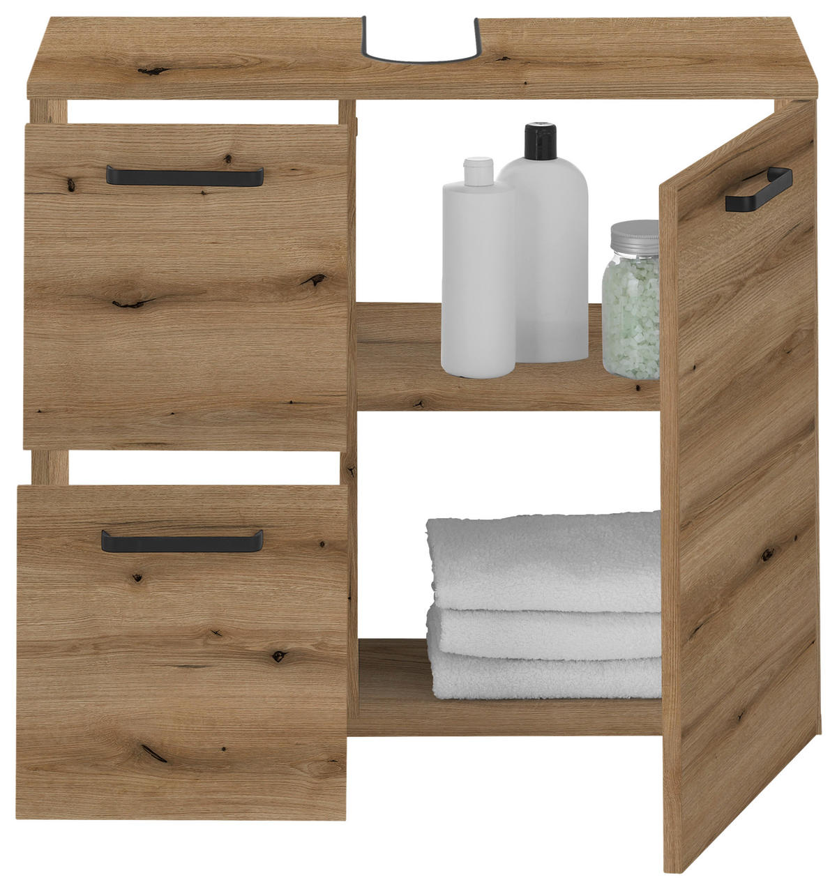 WASCHBECKENUNTERSCHRANK 70/60/35 cm  - Eichefarben/Schwarz, Modern, Holzwerkstoff/Kunststoff (70/60/35cm) - MID.YOU