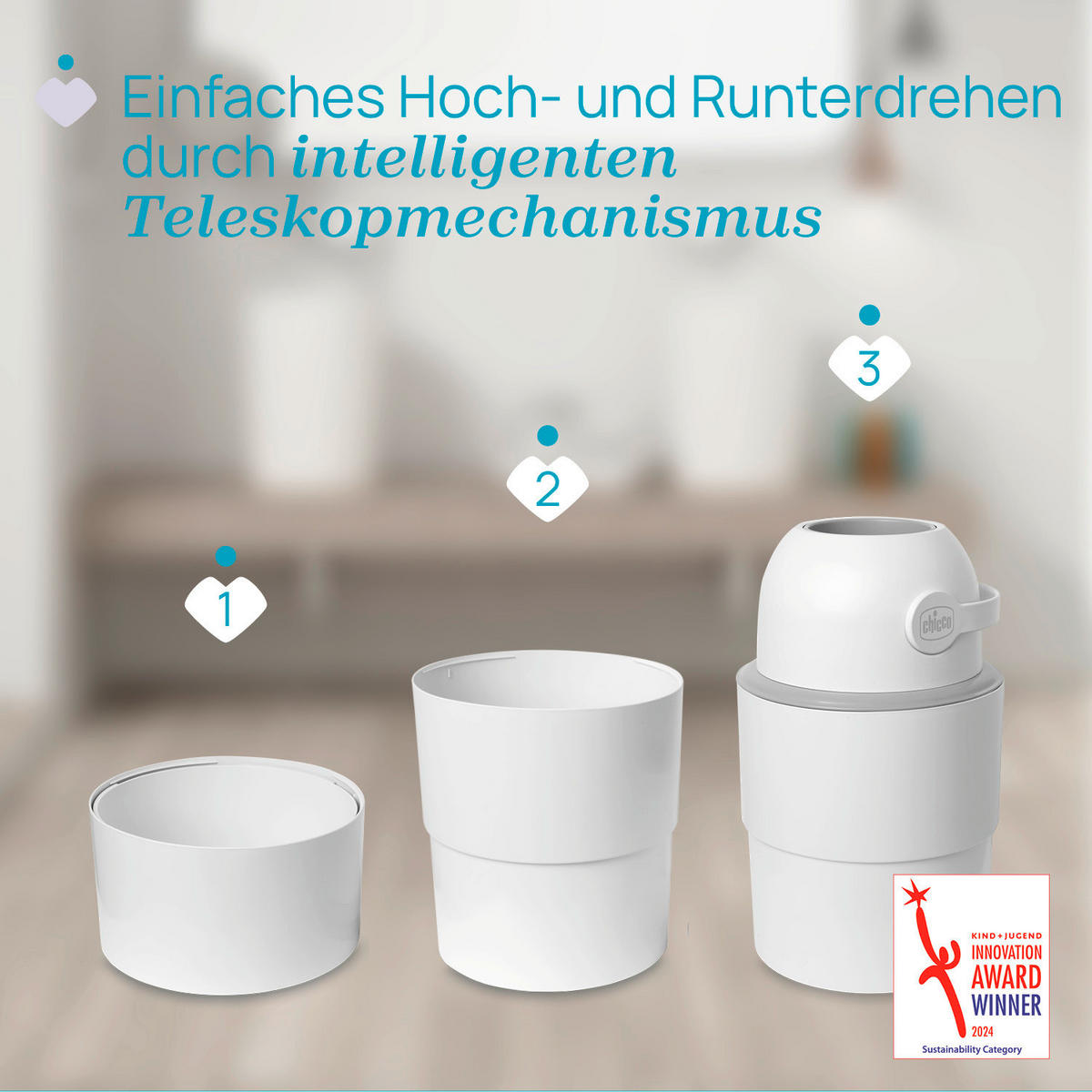WINDELEIMER - Weiß, Basics, Kunststoff (28,5/48/28,5cm) - Chicco