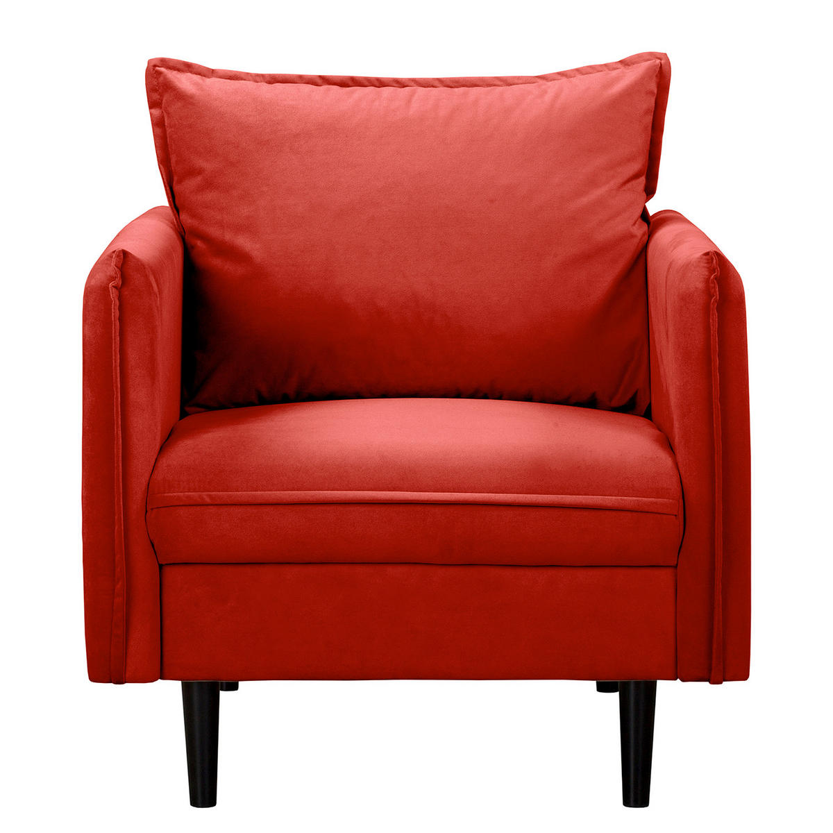 SESSEL Samt Rot  - Rot/Schwarz, Design, Holz/Textil (74/86/100cm) - P & B