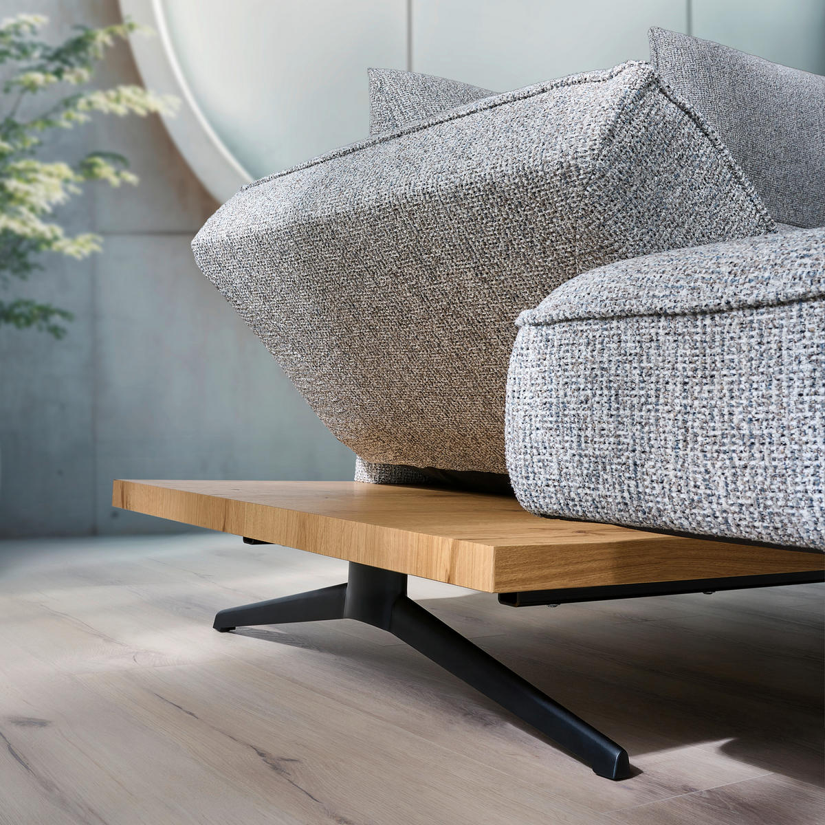 ECKSOFA Chenille Greige  - Greige/Schwarz, Design, Holz/Textil (240/132cm) - Koinor