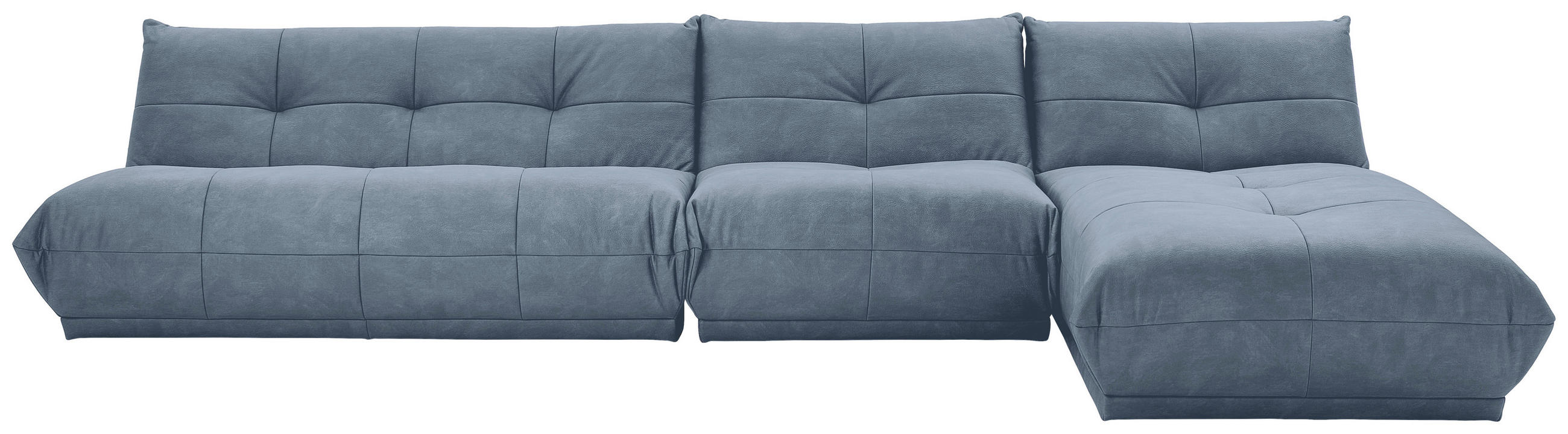ECKSOFA Blaugrau Lederlook  - Blaugrau, Trend, Textil (390/185cm) - Livetastic