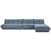 ECKSOFA Blaugrau Lederlook  - Blaugrau, Trend, Textil (390/185cm) - Livetastic