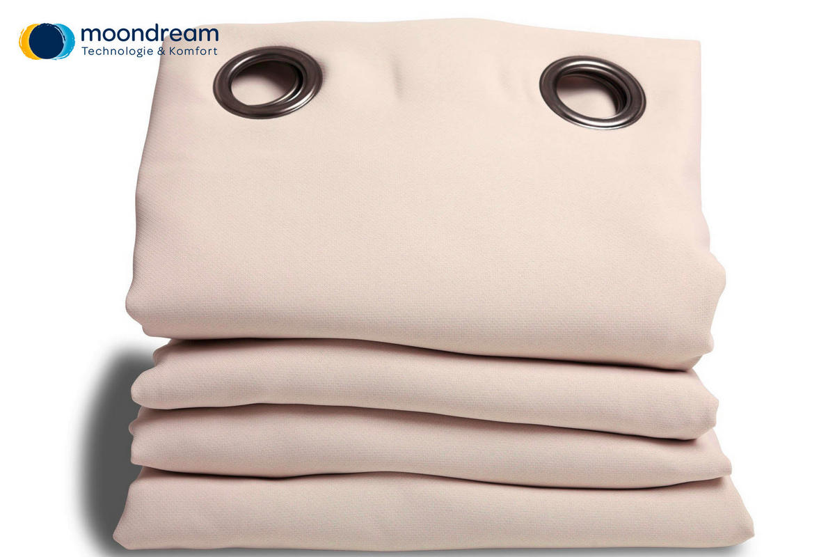 LÄRMSCHUTZVORHANG black-out (lichtundurchlässig)  - Beige, Basics, Textil/Metall (145/260cm)