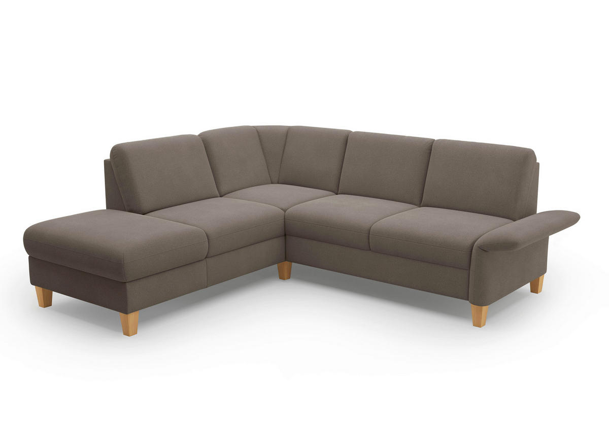 ECKSOFA ROCHELLE E Schlammfarben Flachgewebe  - Schlammfarben/Eichefarben, KONVENTIONELL, Holz/Textil (216/240cm) - Sit & More