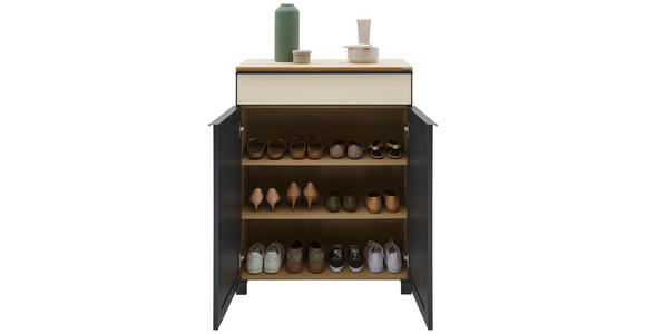 SCHUHSCHRANK furniert Anthrazit, Eichefarben, Sahara  - Eichefarben/Anthrazit, Design, Glas/Holzwerkstoff (84/108/37cm) - Dieter Knoll