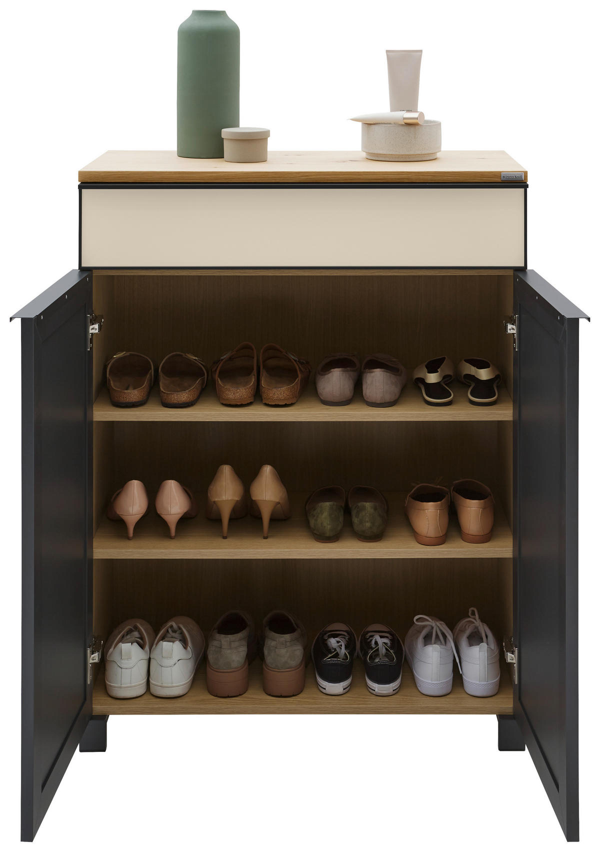 SCHUHSCHRANK furniert Anthrazit, Eichefarben, Sahara  - Eichefarben/Anthrazit, Design, Glas/Holzwerkstoff (84/108/37cm) - Dieter Knoll