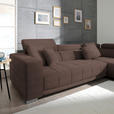 ECKSOFA in Mikrofaser Braun  - Chromfarben/Braun, Design, Textil/Metall (301/207cm) - Xora