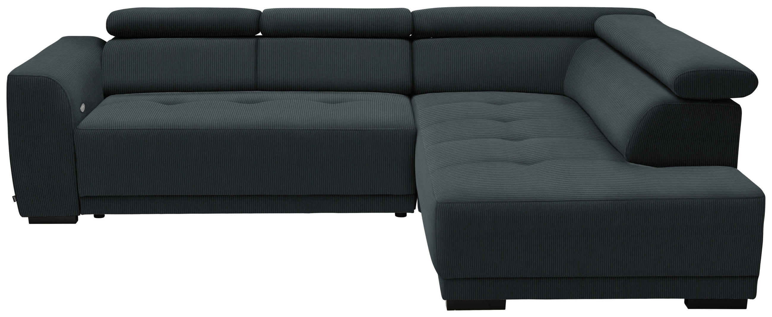 ECKSOFA in Feincord Anthrazit  - Anthrazit/Schwarz, Design, Kunststoff/Textil (284/205cm) - MID.YOU