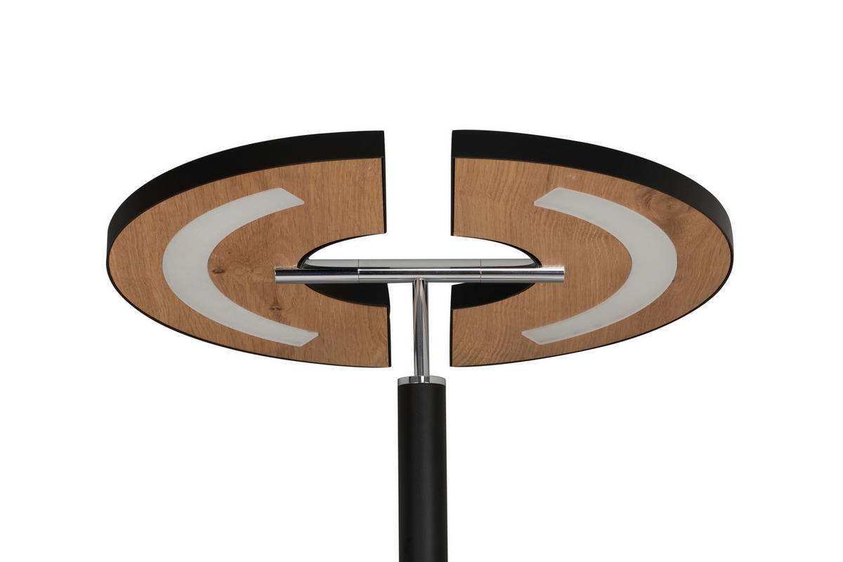 STOJACIA LED LAMPA, 41/39,35/182,80 cm - čierna/prírodná farba, Basics, kov/drevo (41/39,35/182,80cm) - Dieter Knoll