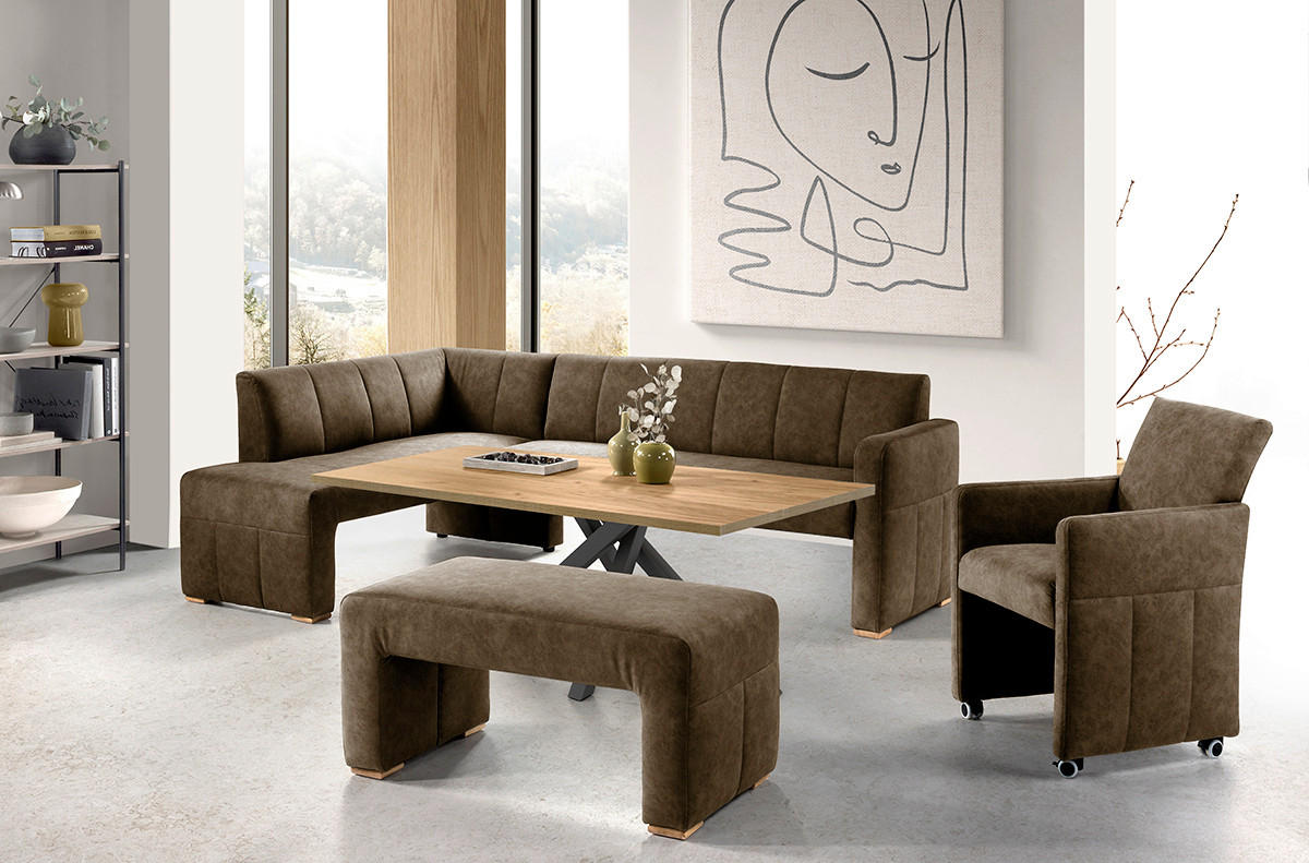UGAONA KLUPA  braon   - braon, Moderno, drvo/tekstil (245/159cm) - Livetastic