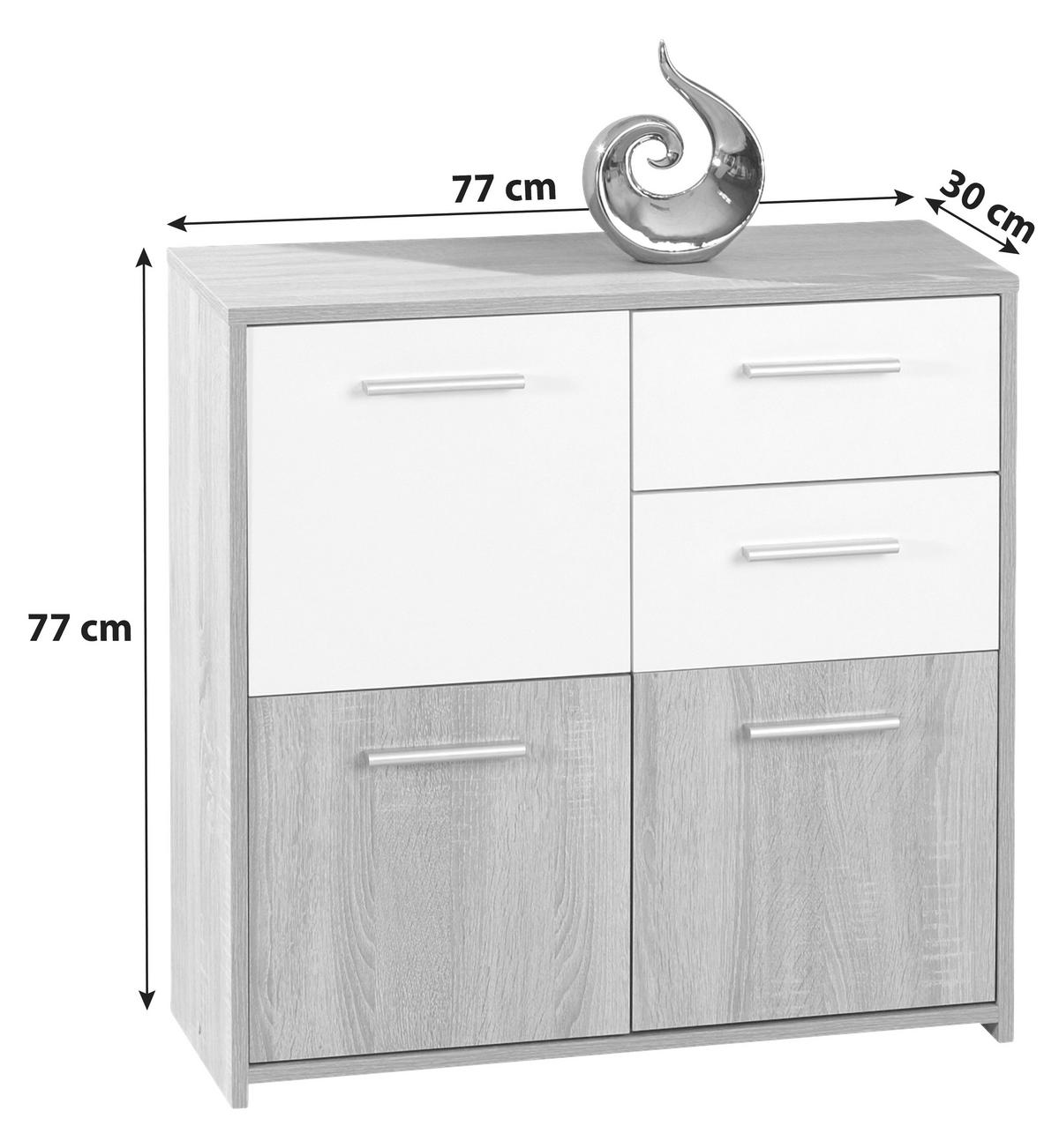 KOMMODE  in 77/77/30 cm  - Weiß/Sonoma Eiche, Basics, Holzwerkstoff/Kunststoff (77/77/30cm) - MID.YOU