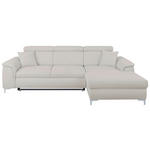 ECKSOFA in Flachgewebe Greige  - Chromfarben/Greige, KONVENTIONELL, Textil/Metall (268/175cm) - Carryhome