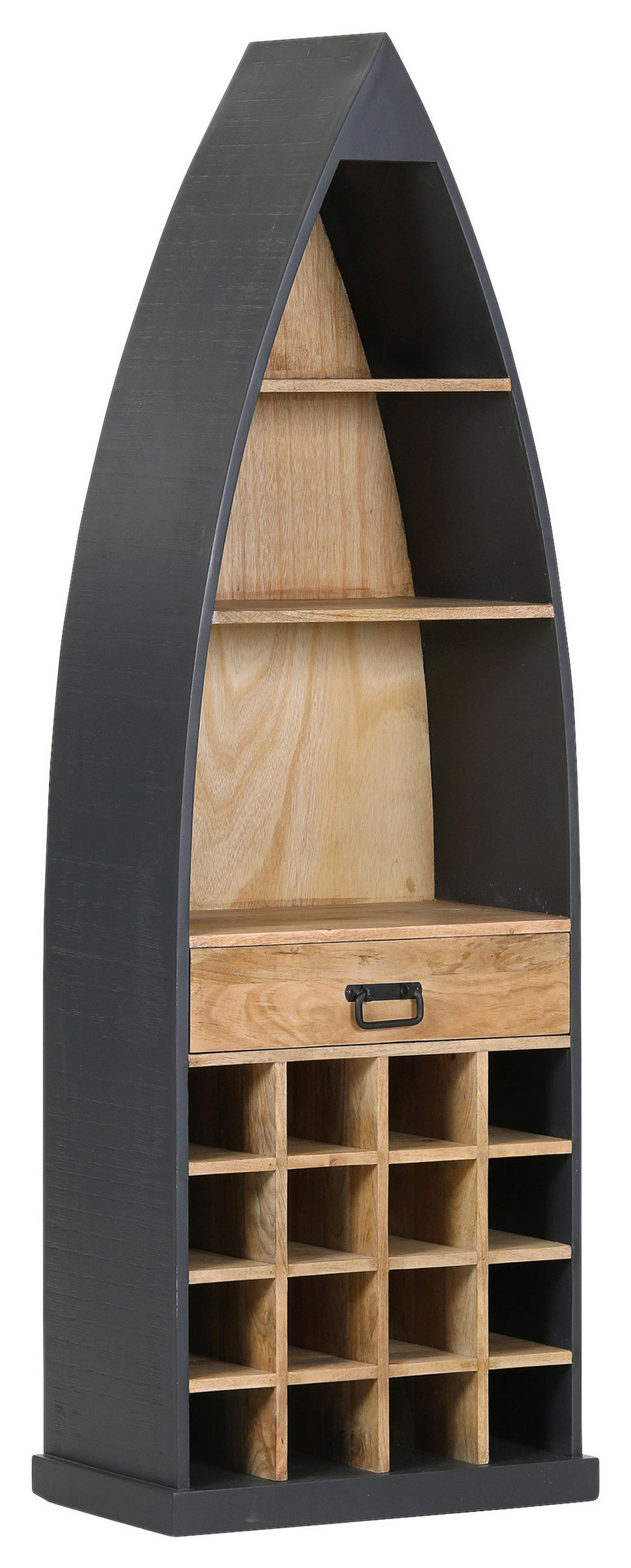 BOOTSREGAL Mangoholz massiv Anthrazit, Naturfarben  - Anthrazit/Schwarz, LIFESTYLE, Holz/Holzwerkstoff (60/182/36cm) - Landscape