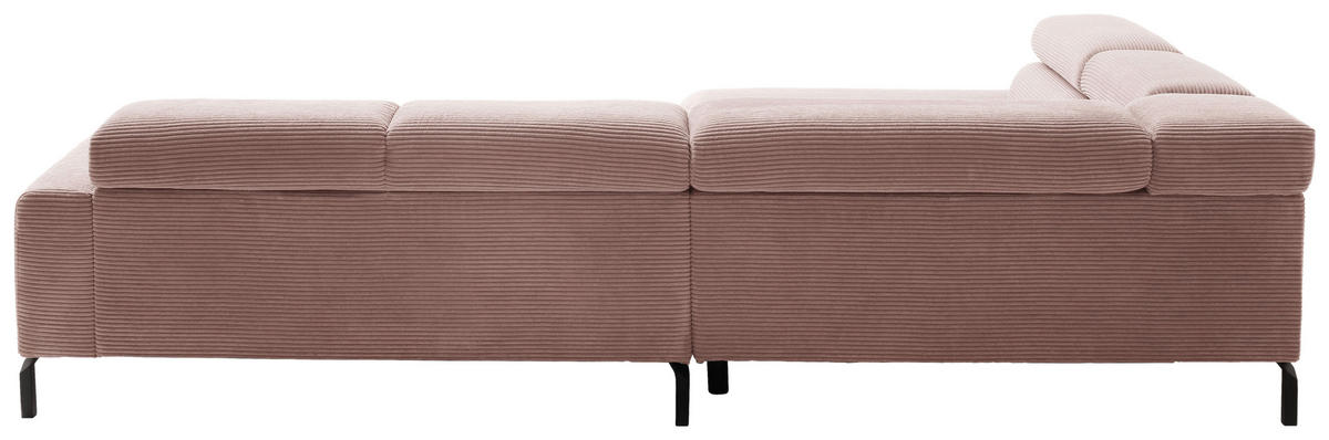 ECKSOFA inkl. Funktion in Cord Rosa  - Schwarz/Rosa, Modern, Textil/Metall (219/309cm) - Pure Home Lifestyle