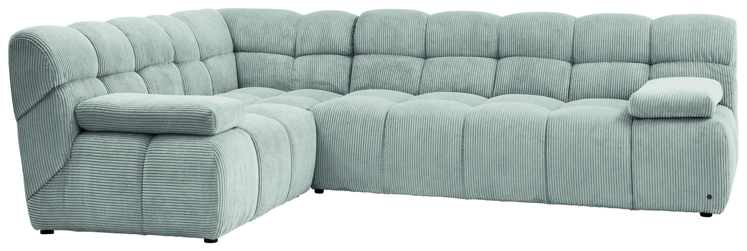 ECKSOFA Pastellblau Cord Rücken echt  - Pastellblau/Schwarz, KONVENTIONELL, Kunststoff/Textil (195/265cm) - Tom Tailor