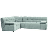 ECKSOFA Pastellblau Cord Rücken echt  - Pastellblau/Schwarz, KONVENTIONELL, Kunststoff/Textil (195/265cm) - Tom Tailor