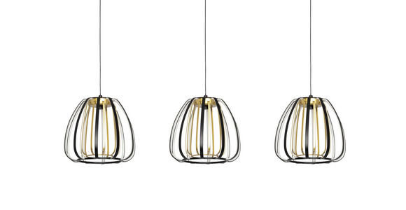 LED-HÄNGELEUCHTE 95/23/150 cm - Goldfarben/Schwarz, Design, Kunststoff/Metall (95/23/150cm) - Novel