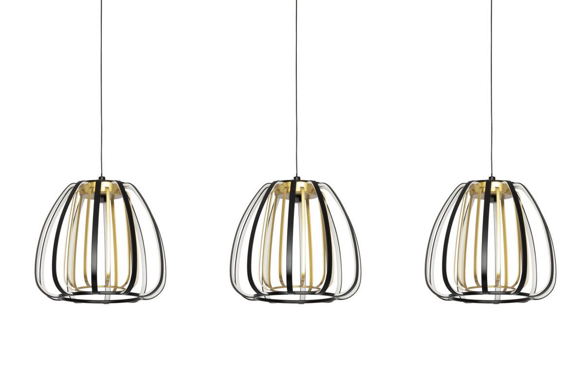 ZÁVĚSNÉ LED SVÍTIDLO, 95/23/150 cm  - černá/barvy zlata, Design, kov/plast (95/23/150cm) - Novel