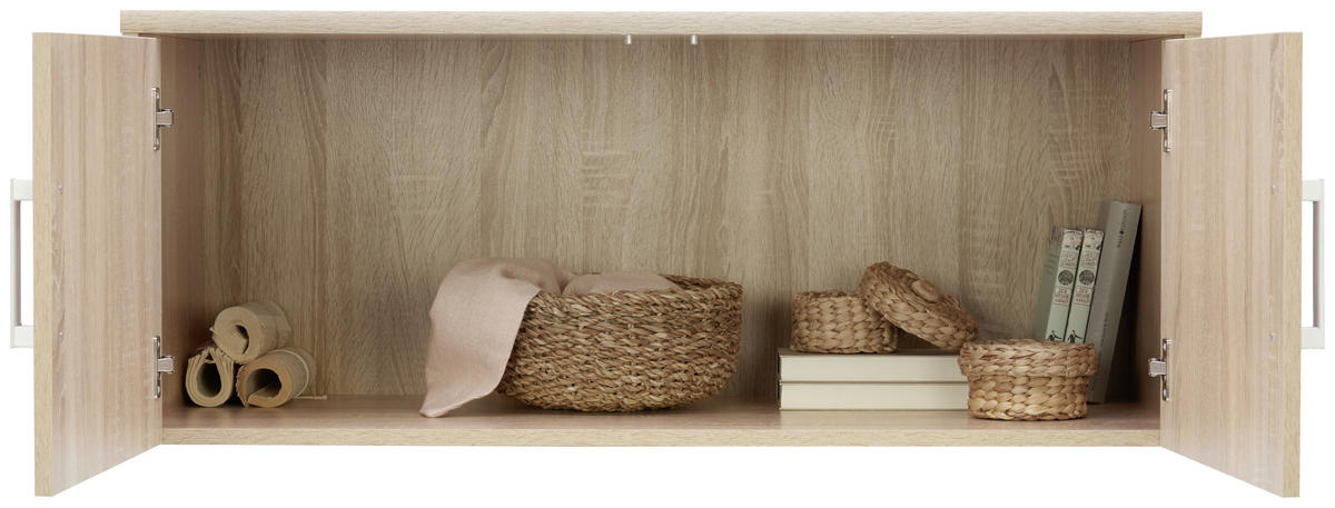 AUFSATZSCHRANK 106/43/54 cm   - Silberfarben/Sonoma Eiche, Konventionell, Holzwerkstoff/Metall (106/43/54cm) - Xora