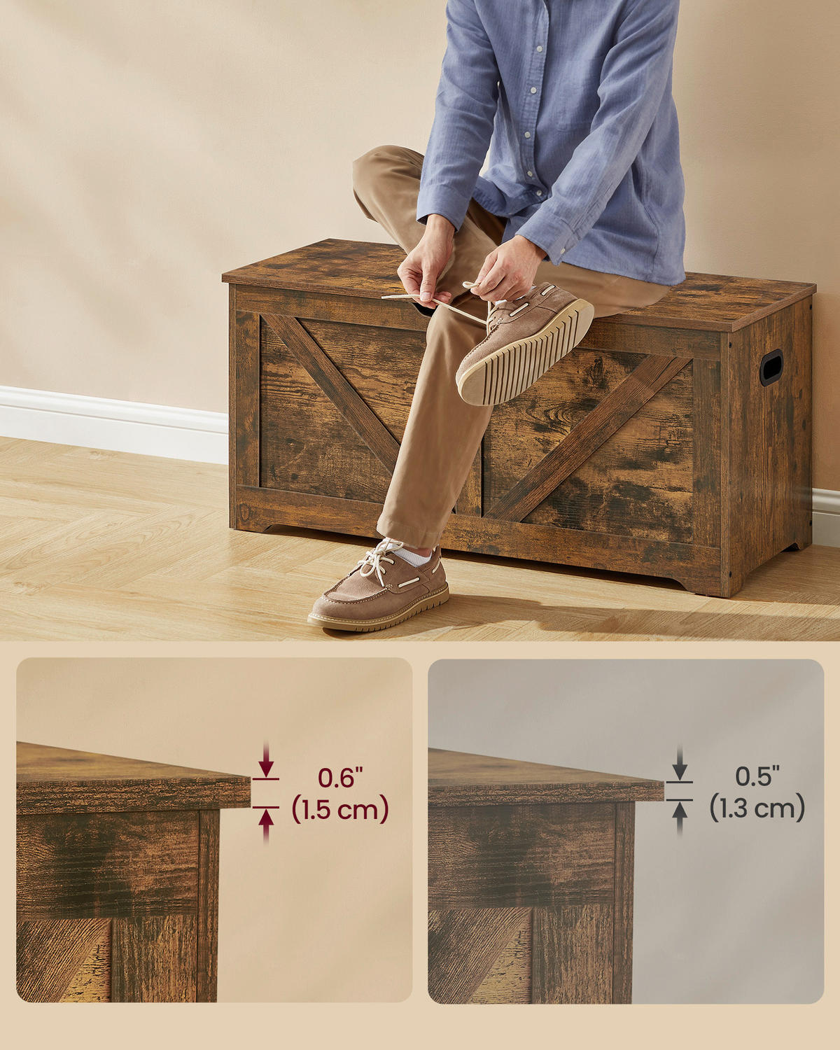TRUHLICA, 100/46/40 cm - hnedá, Trend, kompozitné drevo (100/46/40cm) - Boxxx