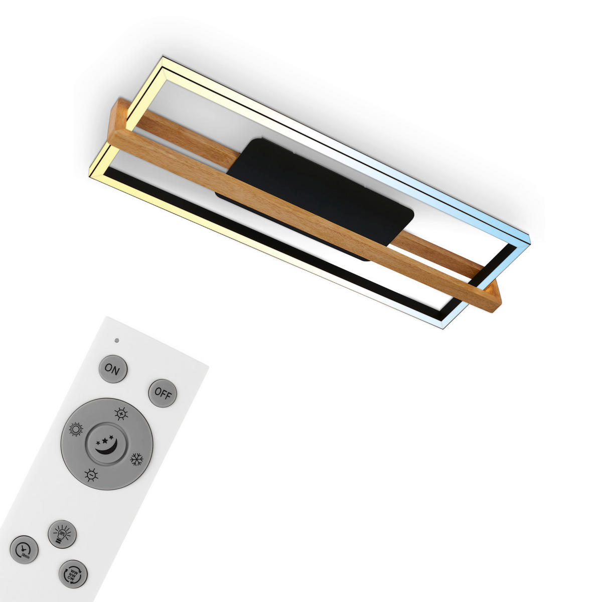 LED-DECKENLEUCHTE   - Schwarz/Braun, Natur, Holz/Kunststoff (84,5/30/12cm) - Briloner