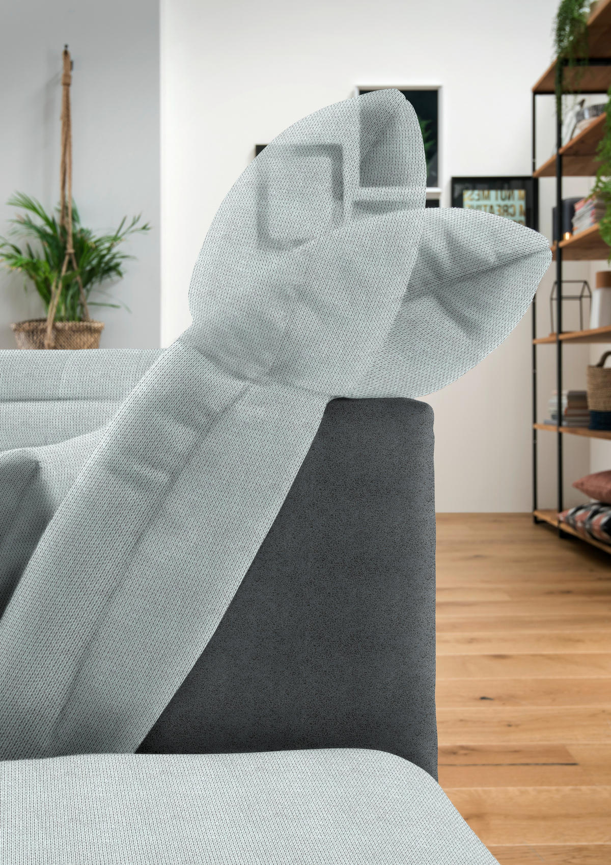 WOHNLANDSCHAFT in Mikrofaser Platinfarben  - Platinfarben/Chromfarben, Design, Kunststoff/Textil (211/350/204cm) - Xora