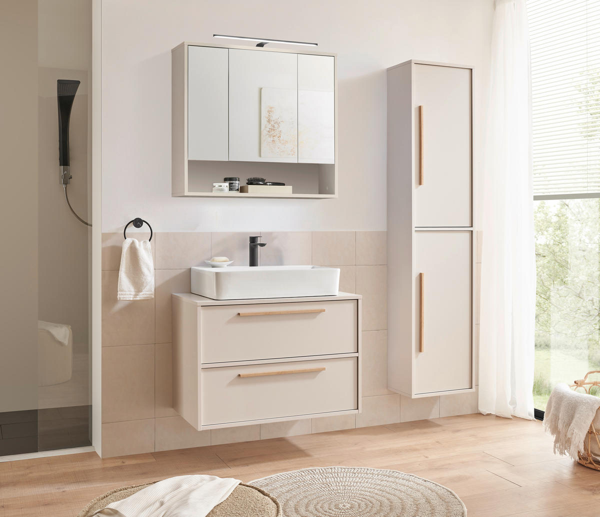 HOCHSCHRANK 40/176/26 cm  - Kaschmir/Eichefarben, Design, Holzwerkstoff/Kunststoff (40/176/26cm) - home24