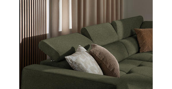 ECKSOFA  in Struktur Olivgrün  284/205 cm  - Schwarz/Olivgrün, Design, Kunststoff/Textil (284/205cm) - Xora
