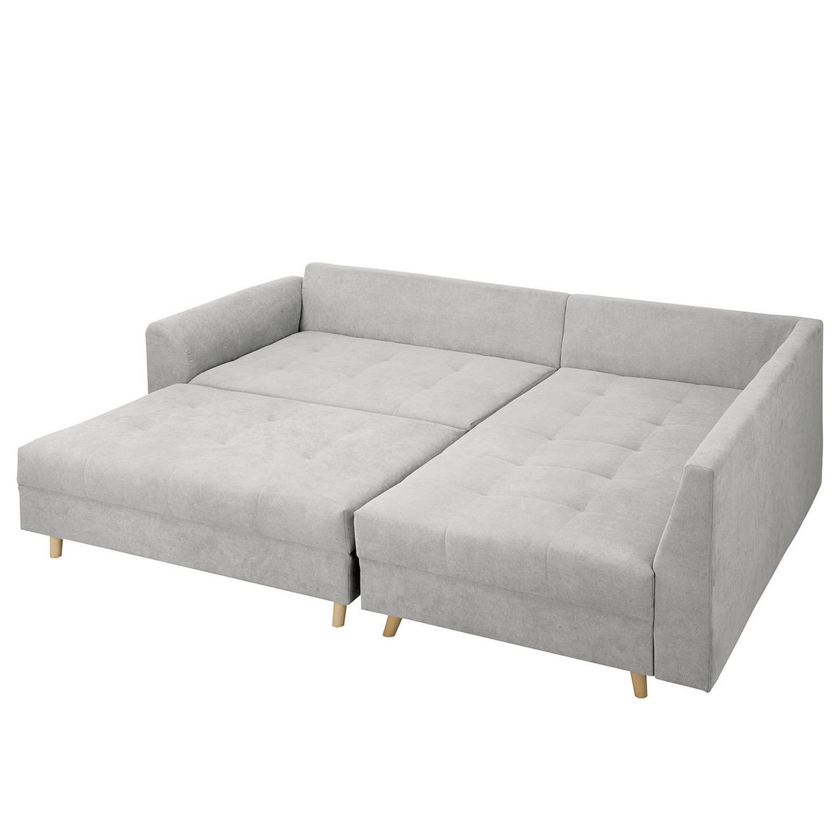 ECKSOFA inkl. Hocker Ariella Hellgrau Mikrofaser  - Hellgrau/Naturfarben, Design, Holz/Textil (161/231cm) - Livetastic