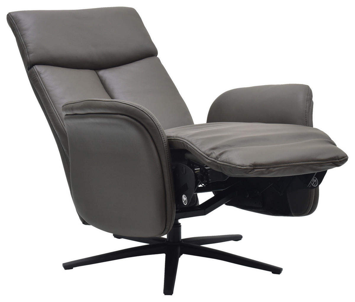 RELAXSESSEL Lederlook Echtleder    - Dunkelbraun/Schwarz, Design, Leder/Holz (75/109/84/148/84cm) - Livetastic