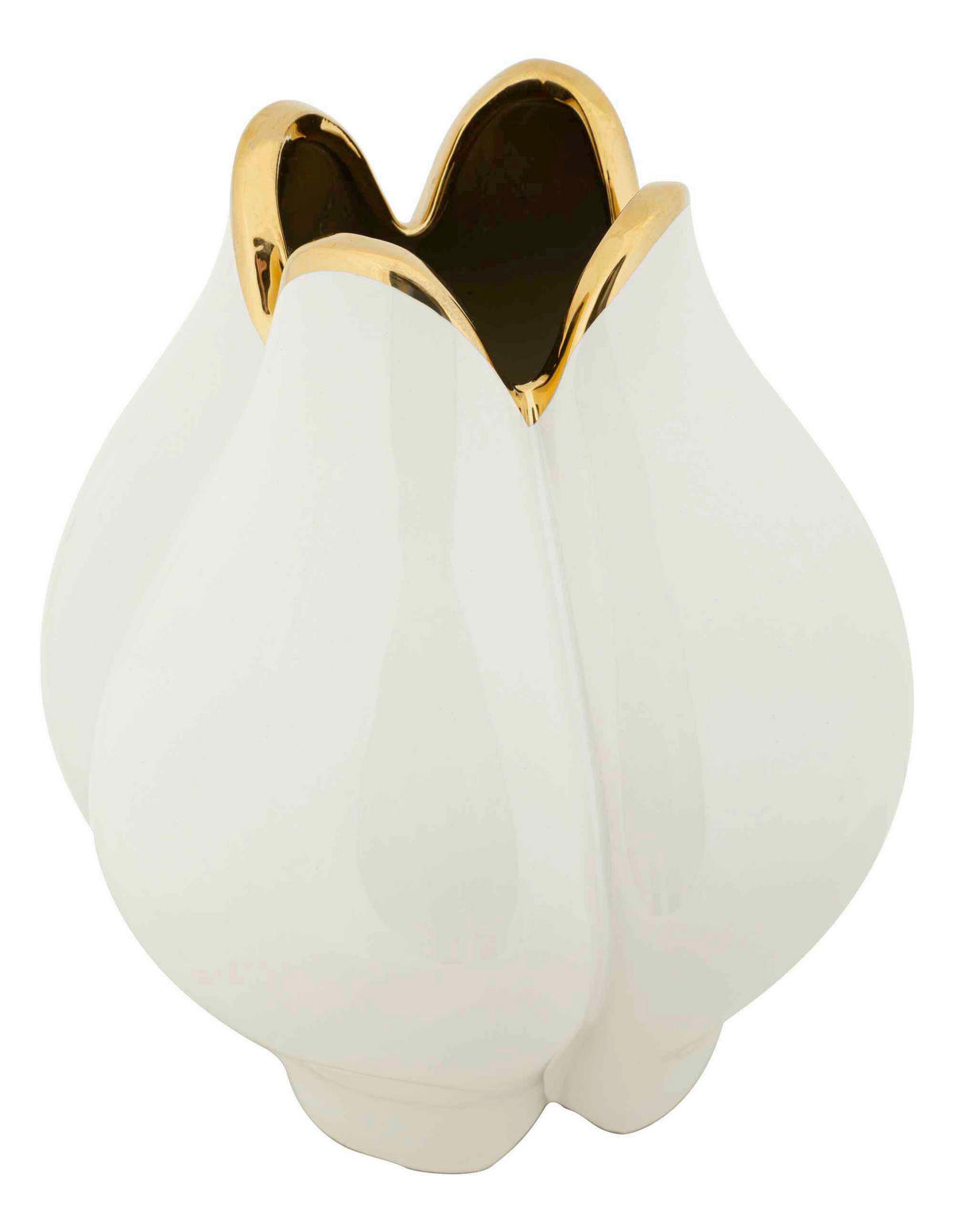 VASE  - Goldfarben/Weiß, Basics, Keramik (23/27.5/23cm)