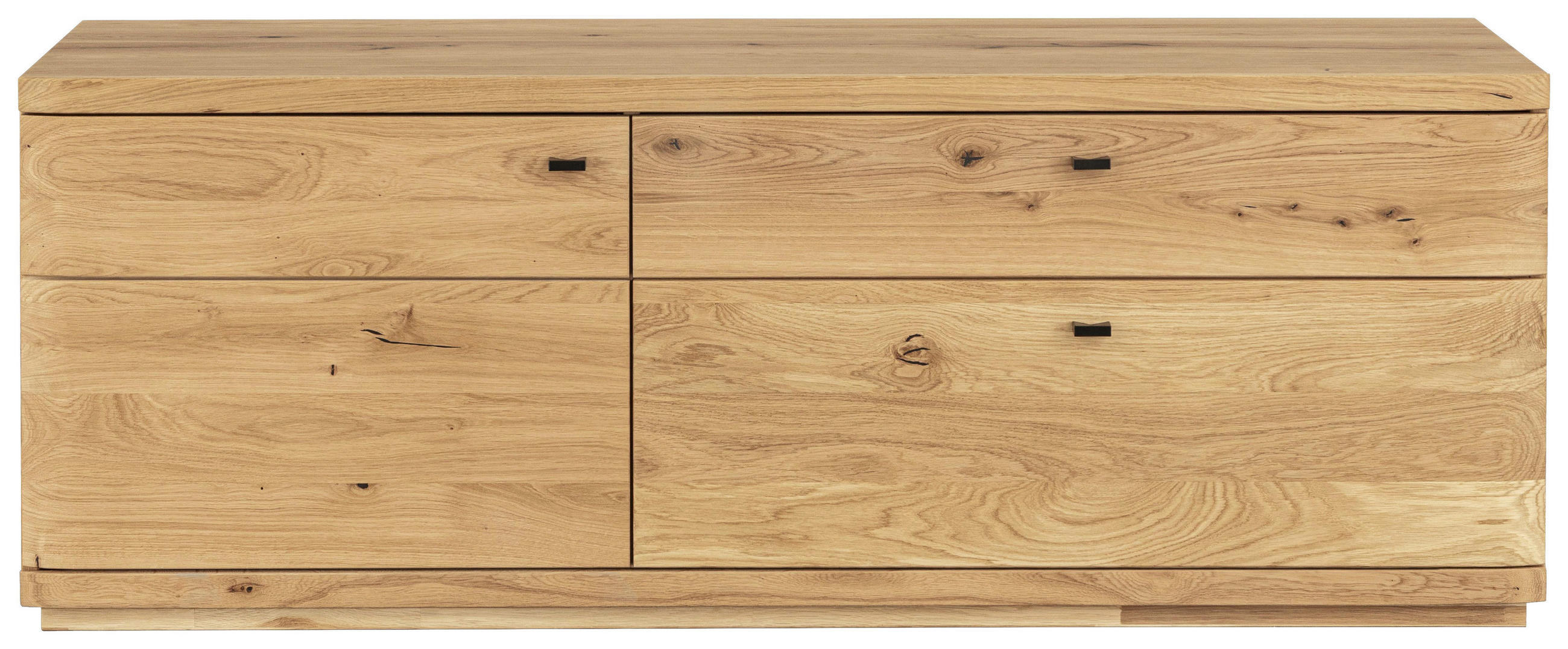 LOWBOARD  in 165/62/48 cm  - Eichefarben/Schwarz, Natur, Holz/Metall (165/62/48cm) - Linea Natura