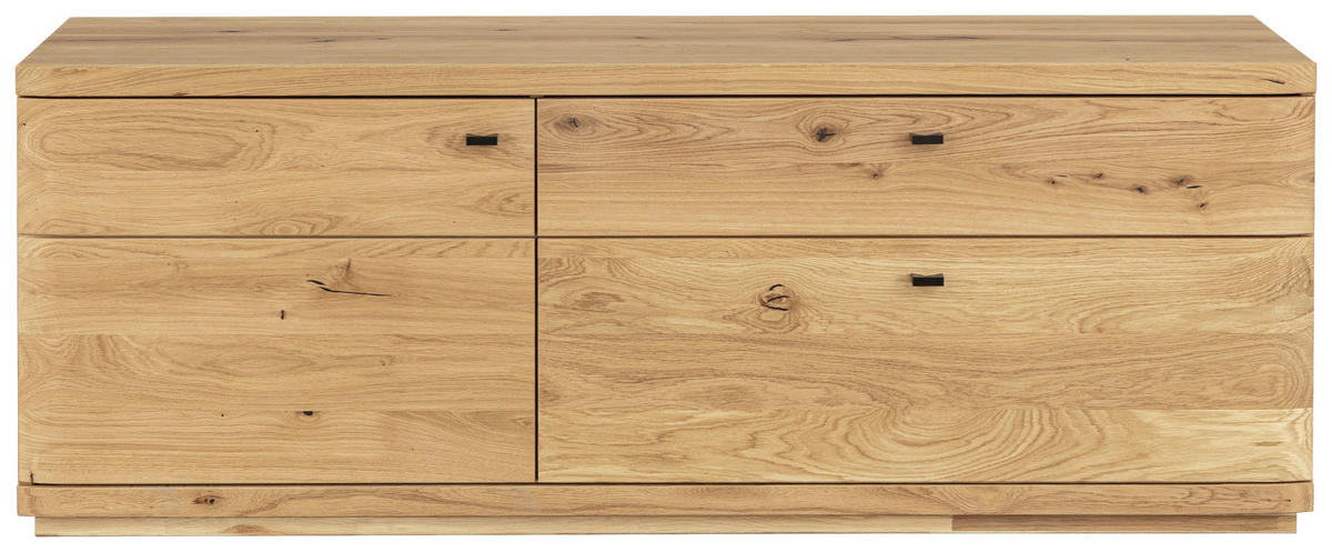 LOWBOARD  in 165/62/48 cm  - Eichefarben/Schwarz, Natur, Holz/Metall (165/62/48cm) - Linea Natura